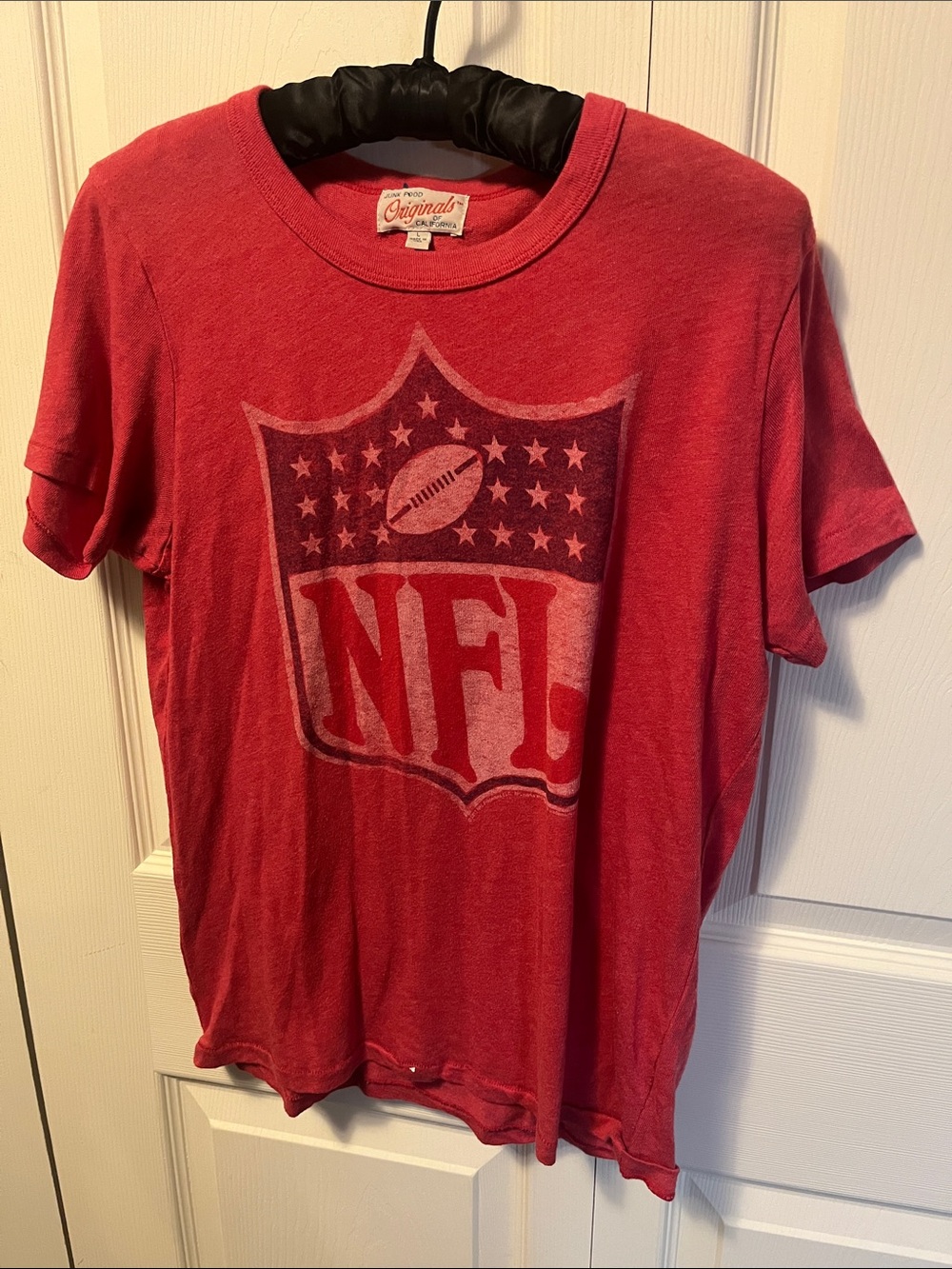Junk Food Clothing Red NFL Shield Graphic Tee - Faded Vintage Look